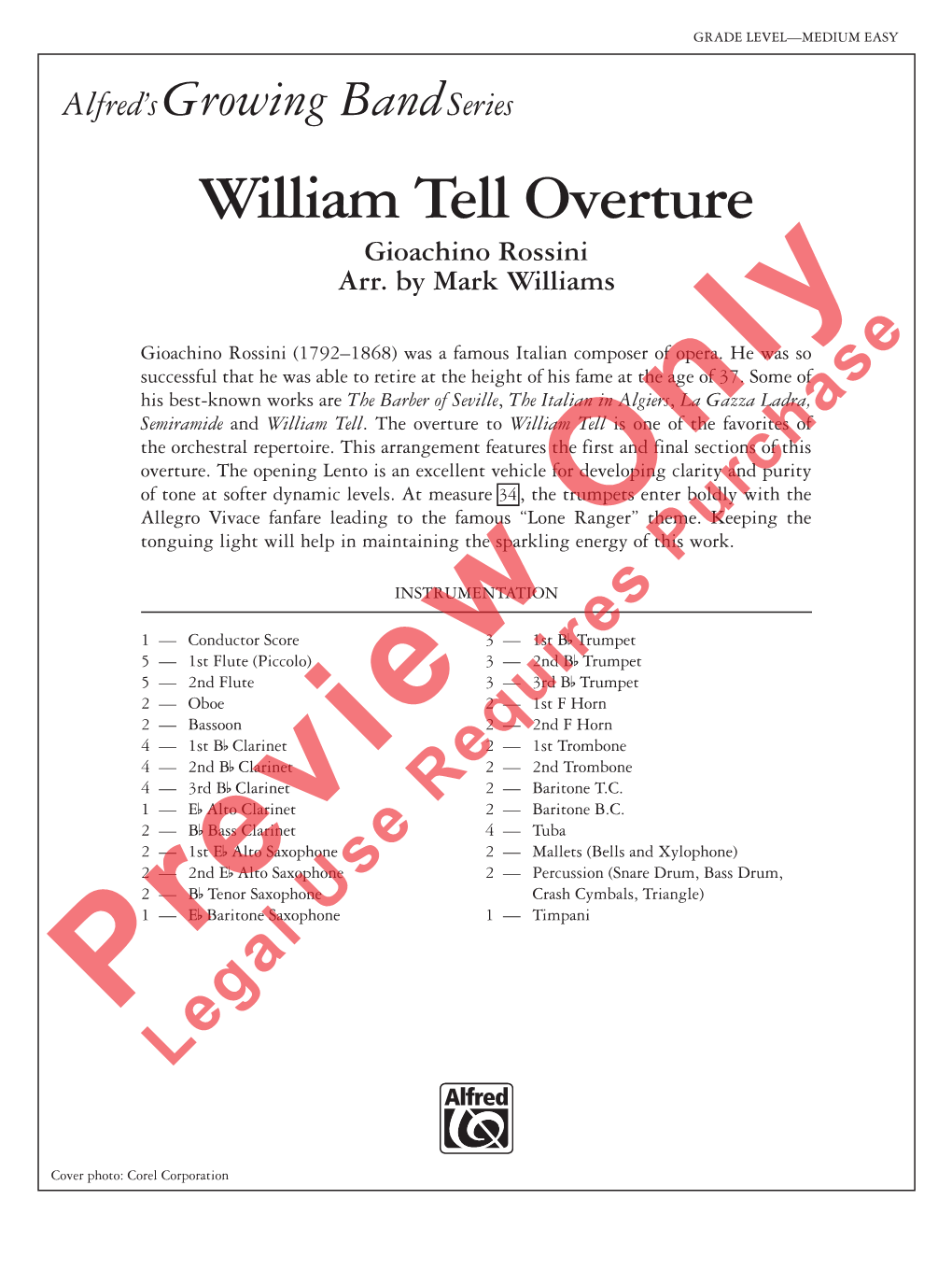 William Tell Overture Legal Use Requires Purchase