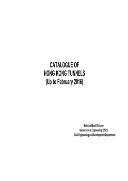 Catalogue of Hong Kong Tunnels Feb2016