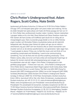 Chris Potter's Underground Feat. Adam Rogers, Scott Colley, Nate Smith