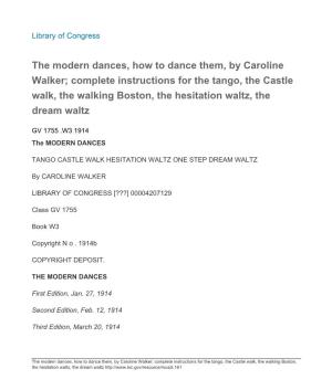 The Modern Dances, How to Dance Them, by Caroline Walker
