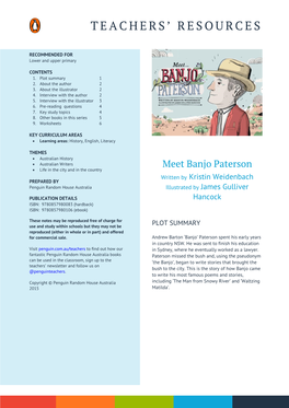 Meet Banjo Paterson  Life in the City and in the Country Written by Kristin Weidenbach PREPARED by Penguin Random House Australia Illustrated by James Gulliver