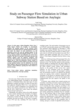 Study on Passenger Flow Simulation in Urban Subway Station Based on Anylogic