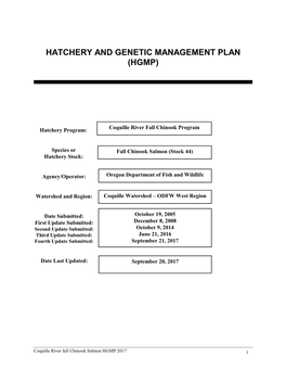 Coquille River Fall Chinook Salmon HGMP 2017 1 SECTION 1