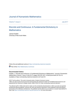 Discrete and Continuous: a Fundamental Dichotomy in Mathematics