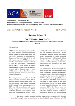 Nuclear Policy Paper No