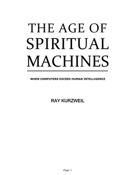 The Age of Spiritual Machines