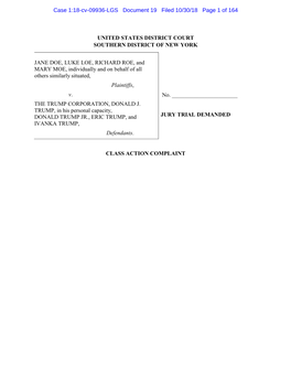 COMPLAINT Case 1:18-Cv-09936-LGS Document 19 Filed 10/30/18 Page 2 of 164