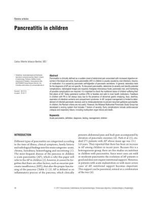Pancreatitis in Children