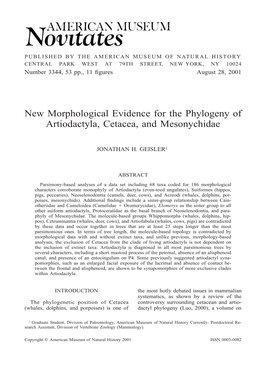 New Morphological Evidence for the Phylogeny of Artiodactyla, Cetacea, and Mesonychidae