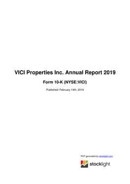 VICI Properties Inc. Annual Report 2019