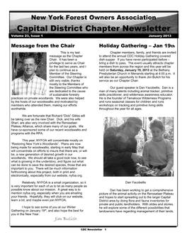 Capital District Chapter Newsletter Volume 23, Issue 1 January 2013