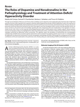 The Roles of Dopamine and Noradrenaline in the Pathophysiology and Treatment of Attention-Deficit/ Hyperactivity Disorder