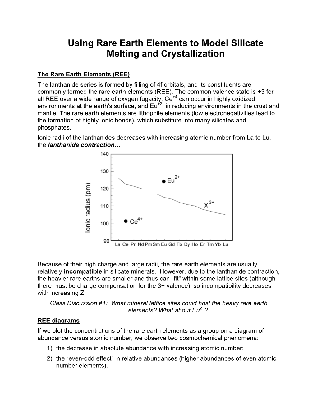 Using Rare Earth Elements to Model Silicate Melting and Crystallization