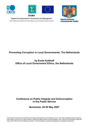 Preventing Corruption in Local Governments: the Netherlands
