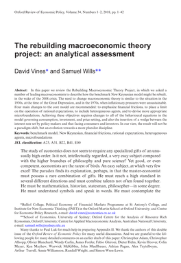 The Rebuilding Macroeconomic Theory Project: an Analytical Assessment