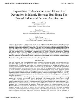 Exploration of Arabesque As an Element of Decoration in Islamic Heritage Buildings: the Case of Indian and Persian Architecture