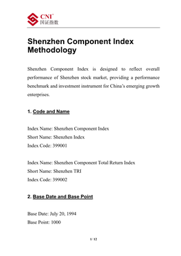 Shenzhen Component Index Methodology