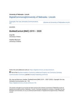 Biomedcentral (BMC) 2019 – 2020