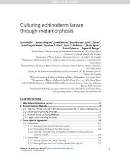 Culturing Echinoderm Larvae Through Metamorphosis