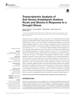 Transcriptomic Analysis of Soil-Grown Arabidopsis Thaliana Roots and Shoots in Response to a Drought Stress