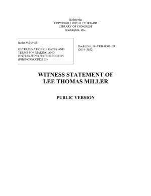 Witness Direct Statement of Lee Thomas Miller Vol. 8
