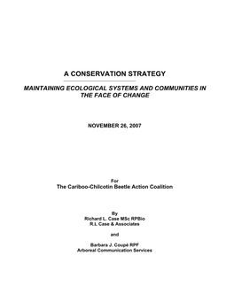 A Conservation Strategy Maintaining Ecological Systems And
