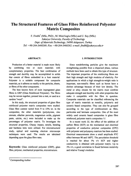 The Structural Features of Glass Fibre Reinforced Polyester Matrix Composites