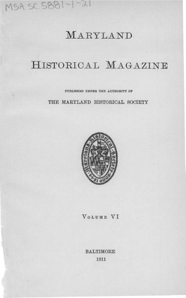 Maryland Historical Magazine, 1911, Volume 6, Issue No. 1