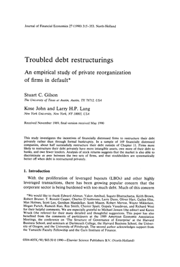 Troubled Debt Restructurings