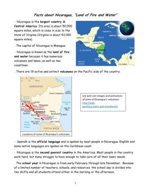 Facts About Nicaragua, “Land of Fire and Water”