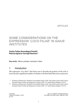 Expression “Loco Filiae” in Gaius' Institutes