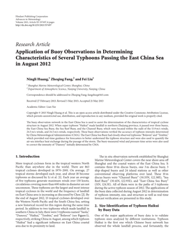 Research Article Application of Buoy Observations in Determining Characteristics of Several Typhoons Passing the East China Sea in August 2012