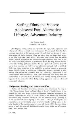 Surfing Films and Videos: Adolescent Fun, Alternative Lifestyle, Adventure Industry