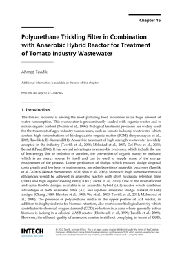 Polyurethane Trickling Filter in Combination with Anaerobic Hybrid Reactor for Treatment of Tomato Industry Wastewater