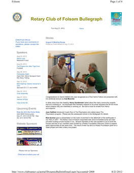 Rotary Club of Folsom Bullegraph