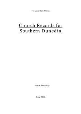 Church Records for Southern Dunedin