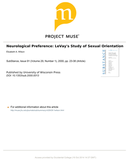 Levay's Study of Sexual Orientation