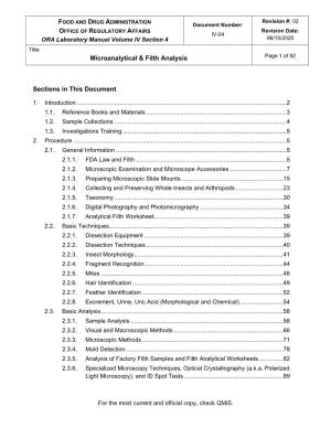 ORA Lab Manual Vol IV Section 4 Microanalytical and Filth Analysis