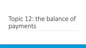 Topic 12: the Balance of Payments Introduction We Now Begin Working Toward Understanding How Economies Are Linked Together at the Macroeconomic Level