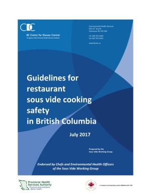 Guidelines for Restaurant Sous Vide Cooking Safety in British Columbia