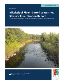 Mississippi River - Sartell Watershed Stressor Identification Report a Study of Stressors Limiting Aquatic Life in the Mississippi River - Sartell Watershed