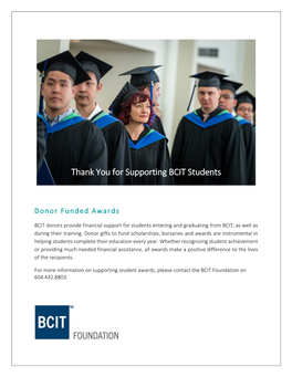 BCIT : : Foundation : : Donor Funded Awards
