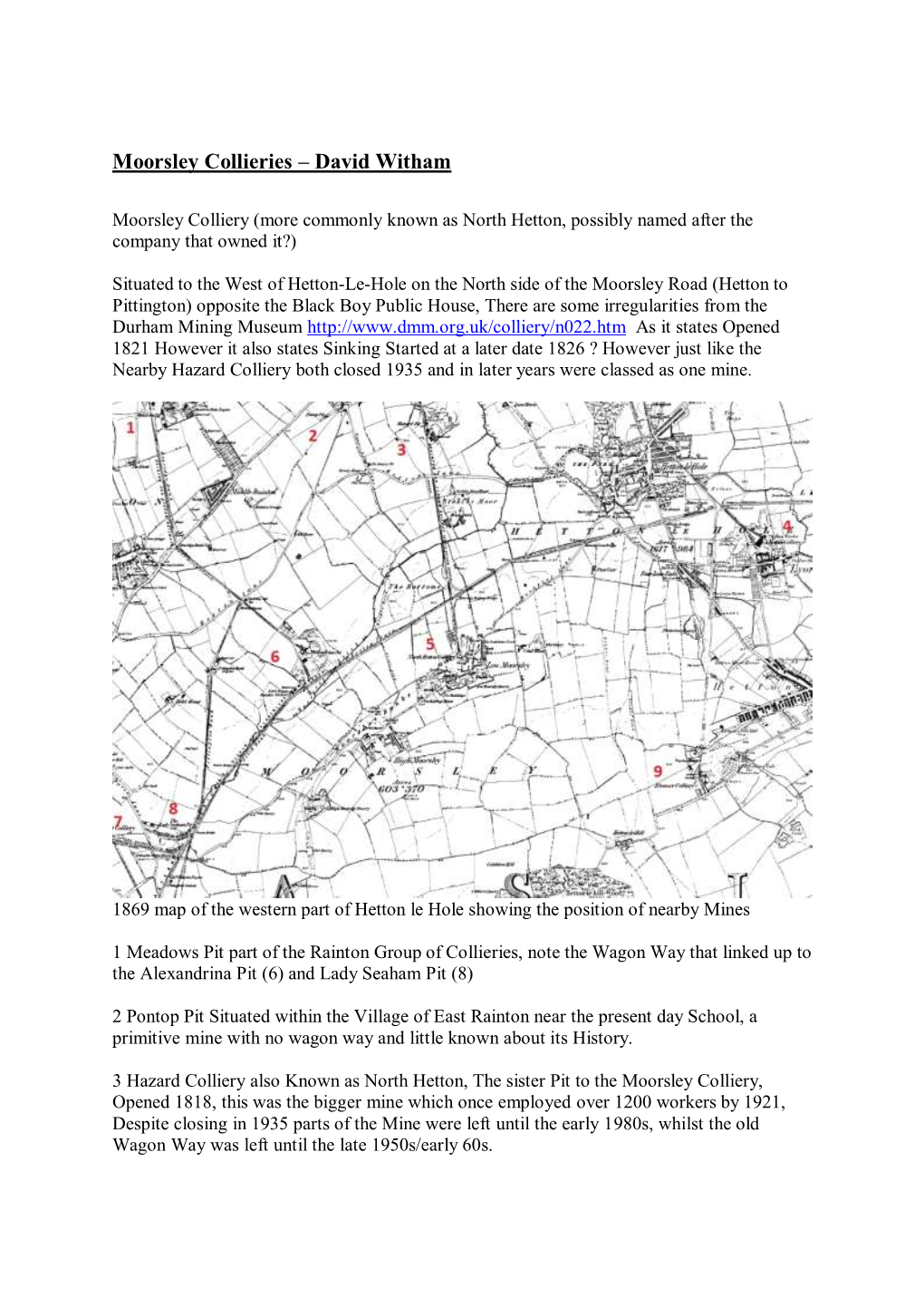 Moorsley Collieries – David Witham