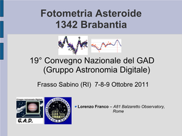 Fotometria Asteroide 1342 Brabantia