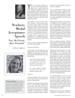 Newbery Medal Acceptance Speech