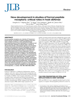 New Development in Studies of Formyl‐Peptide Receptors: Critical Roles In