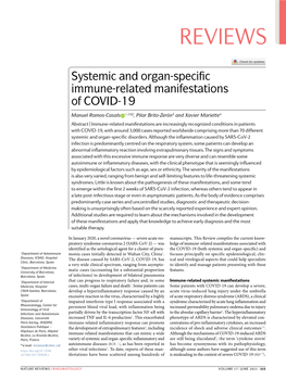 Specific Immune- Related Manifestations of COVID-19