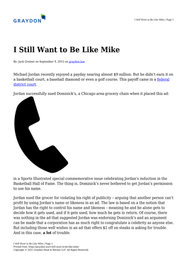 I Still Want to Be Like Mike | Page 1