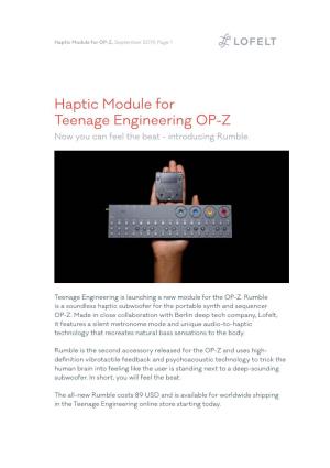 Haptic Module for Teenage Engineering OP-Z Now You Can Feel the Beat - Introducing Rumble