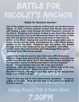“Battle for Nicolet's Anchor”